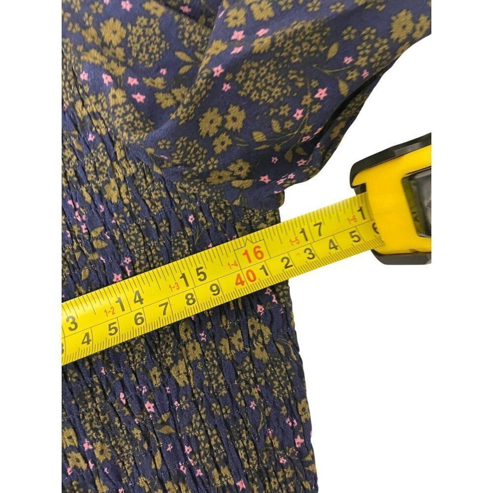 Boden Womens Smocked Tiered Midi Dress UK 16 US 12R Navy blue Floral D0306 NWT - Picture 11 of 13